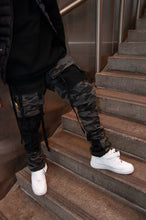 Load image into Gallery viewer, Black on Black Camo Patchwork Cargo Pants