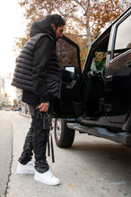 Load image into Gallery viewer, Black on Black Camo Patchwork Cargo Pants