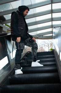 Black on Black Camo Patchwork Cargo Pants