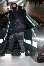 Load image into Gallery viewer, Black on Black Camo Patchwork Cargo Pants