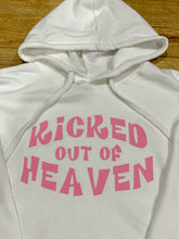 Load image into Gallery viewer, KICKED OUT OF HEAVEN WHITE CROP HOODIE